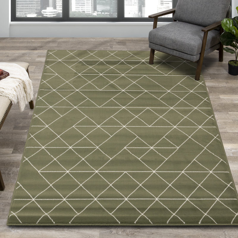 Cyde Green Cream Geometric Performance Area Rug