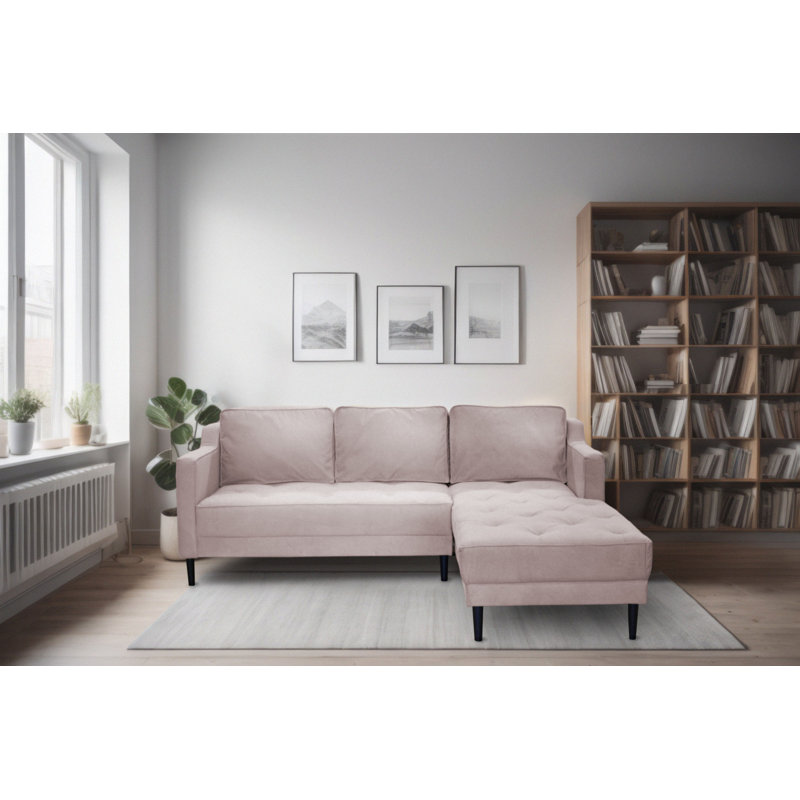 4 Seater Sofa Bed, Light Pink, Right Hand Facing