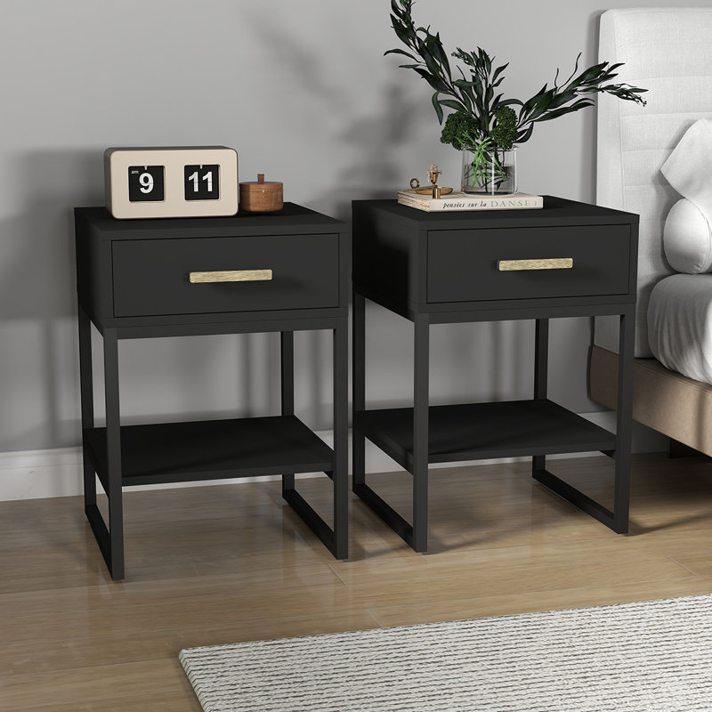 40cm W Metal Bedside Table