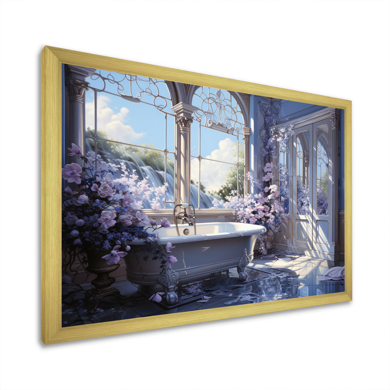 «Bathroom Enchanting Skylight» sur toile, Cadre doré, H 16 po x l 32 po x P 1 po