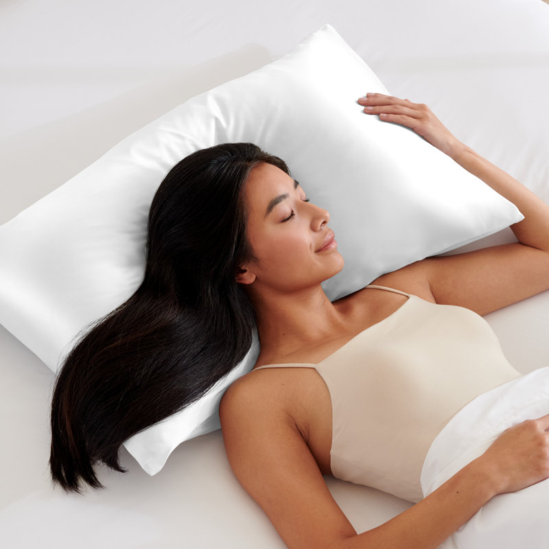 100% Mulberry Silk Pillowcase Zipper Closure, 1 Standard (Zipper Closure) Pillowcase, White