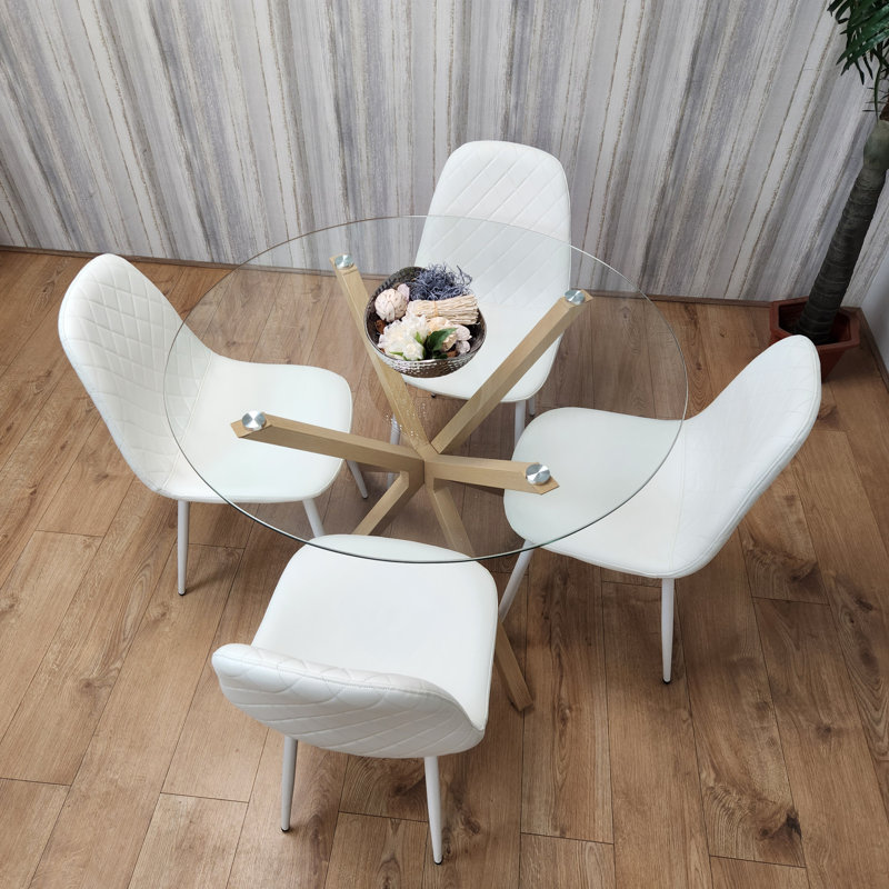 Allendale 4 - Person Dining Set, White/White