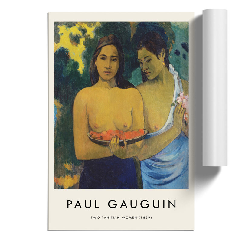 Two Tahitian Women by Paul Gauguin - Unframed Painting, 42cm H x 30cm W x 0.1cm D