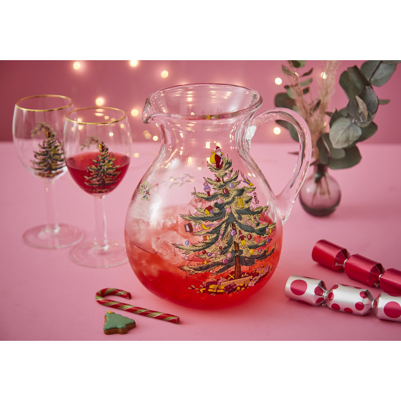 Spode Christmas Tree Glass Pitcher 6 Pt/9"
