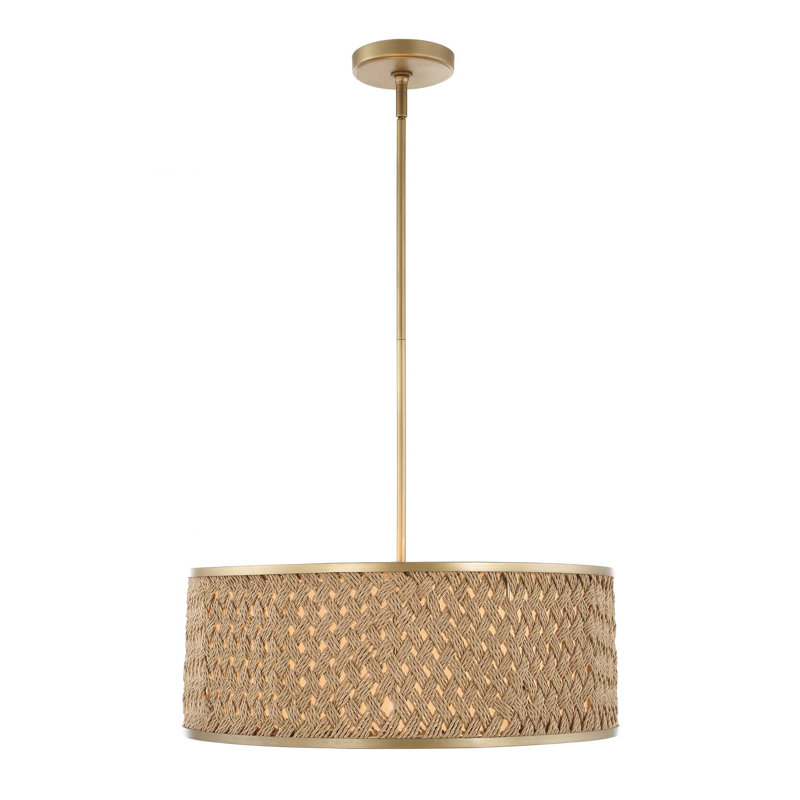 Luminaire suspendu tambour en rotin 4 lumières Uttermost Pinchot