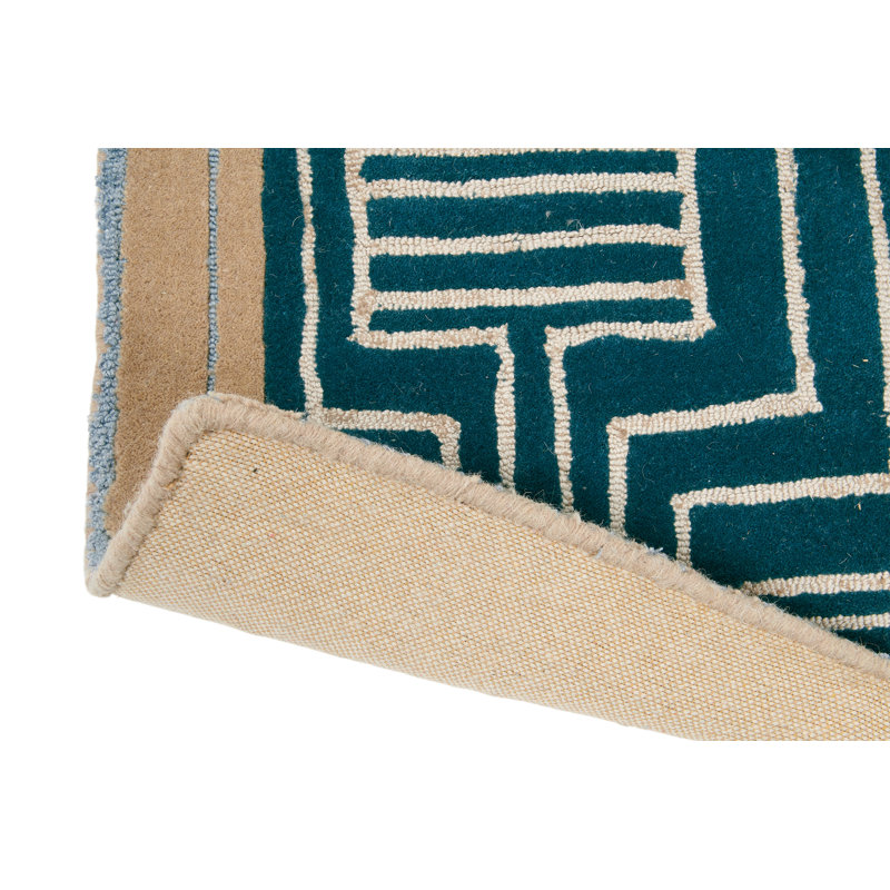 Hand Tufted Geometric Area Rug in Green, Rectangle 8'2" x 11'6"