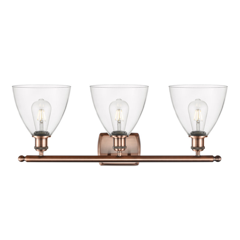 Éclairage pour meuble-lavabo 3 lumières Shauna, DEL, Transparent, Cuivre antique