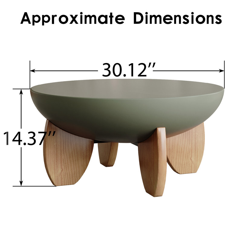 Rond Emagene avec pieds en bois, Olive