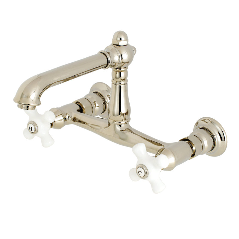 Robinet de salle de bain mural English Country, Nickel poli