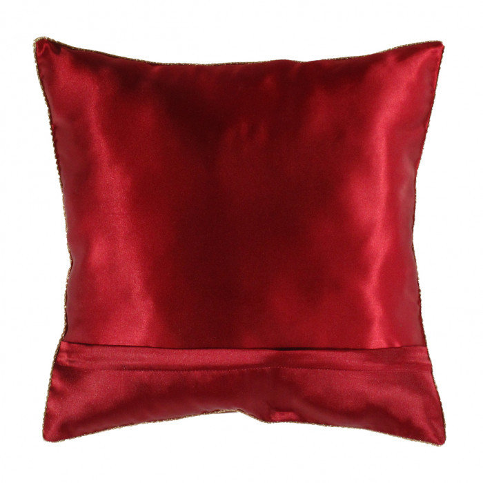 Coussin persan en soie 20 po, Cachemire rouge foncé