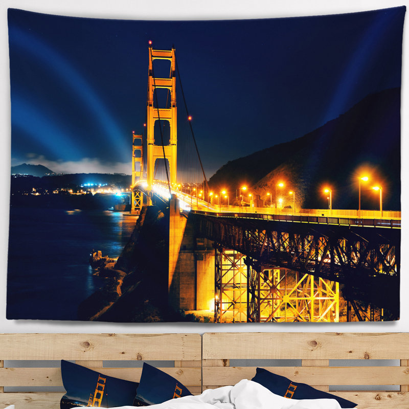 Tapisserie nuit sea bridge golden gate, H 50 po x l 60 po