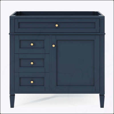 36 Inch Modern Bathroom Vanity with 2 Drawers and Tip-out Drawer, Solid Wood Frame for Efficient Storage and Stylish Design