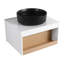 Meuble-lavabo flottant avec lavabo à vasque rond, meuble-lavabo mural avec tablette ouverte, comptoir durable, conception moderne peu encombrante-130545859