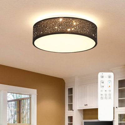 Deontee 14.96'' Linen Dimmable Flush Mount Lighting with Remote and APP