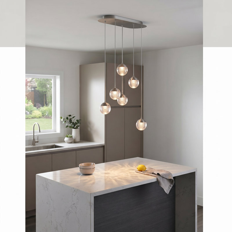 Heatherly 6 - Light Cluster Pendant, Nickel