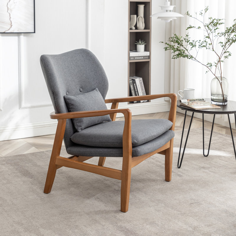 Kornelijus Upholstered Armchair, Gray Linen Blend