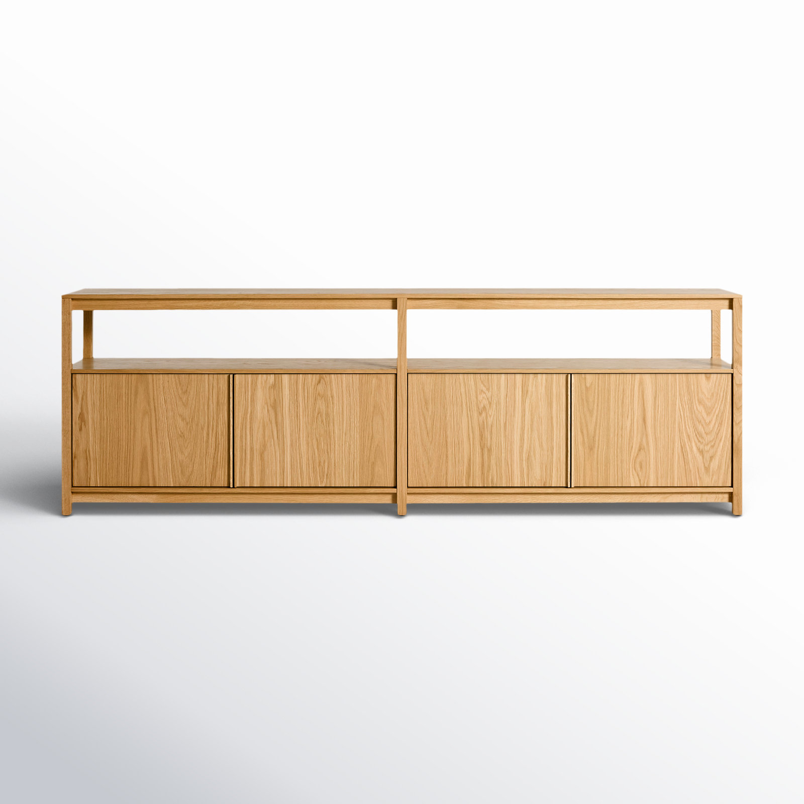 Open Plan Oak Bookcase, White Oak, (2 Sheves) 26" H x 80" W x 13" D