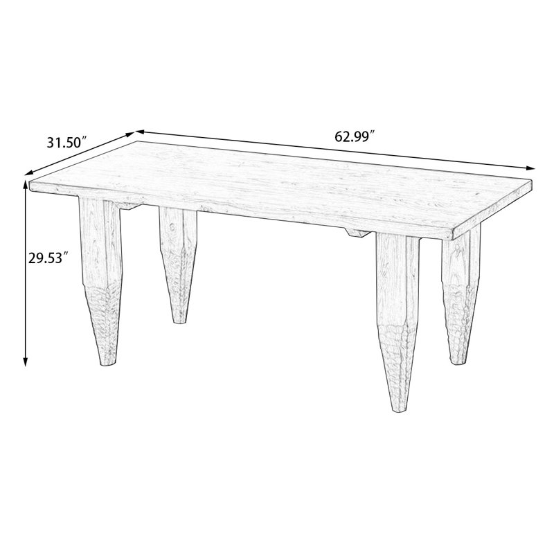 Brown Rectangular Solid Wood Dining Table, 29.53"H x 62.99"L x 31.5"W