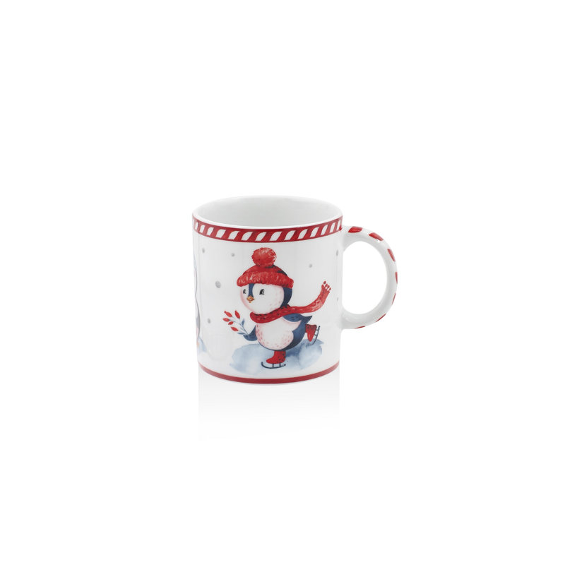 Tasse élégante en céramique 12,0 oz, blanche avec des accents rouges et gris | 100% céramique, dimensions: 3,1 x 3,1 x 3,5 pouces | Ne va pas au lave-vaisselle ni au micro-ondes, parfait pour la maison ou le bureau, cadeau idéal pour les amateurs de café