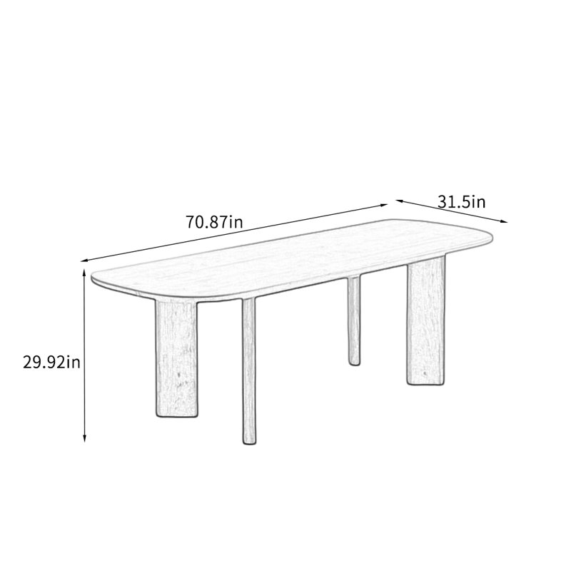 Table de salle à manger en bois de cerisier massif., H 29,92 po x L 70,87 po x l 31,5 po