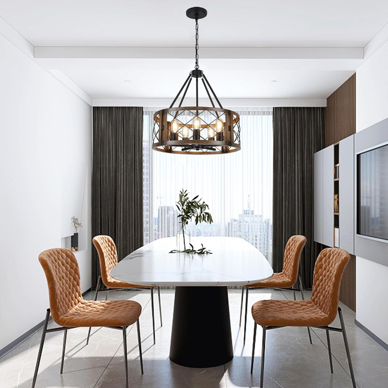 Lustre de style campagnard avec hauteur réglable, luminaire suspendu rustique 5 lumières pour salle à manger, îlot de cuisine, vestibule, vestibule, chambre à coucher et couloir