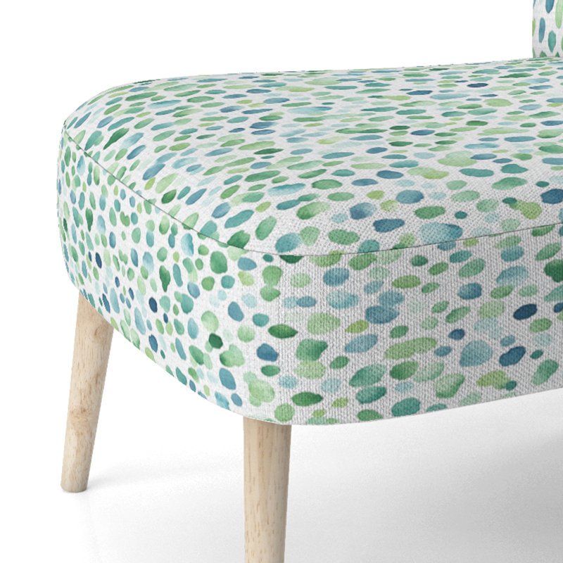 Chaise d'appoint moderne rembourrée - pois verts délavés, Chaise d'appoint sans accoudoirs