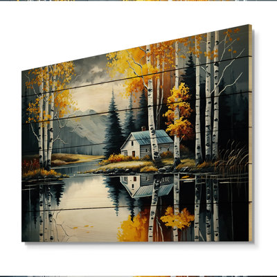 «Riddleville Cabin By The Lake In Summer I», reproduction sur bois sans cadre