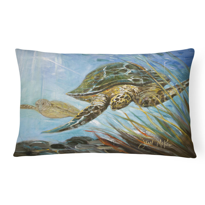 Loggerhead Sea Turtle Outdoor Reversible Throw Pillow