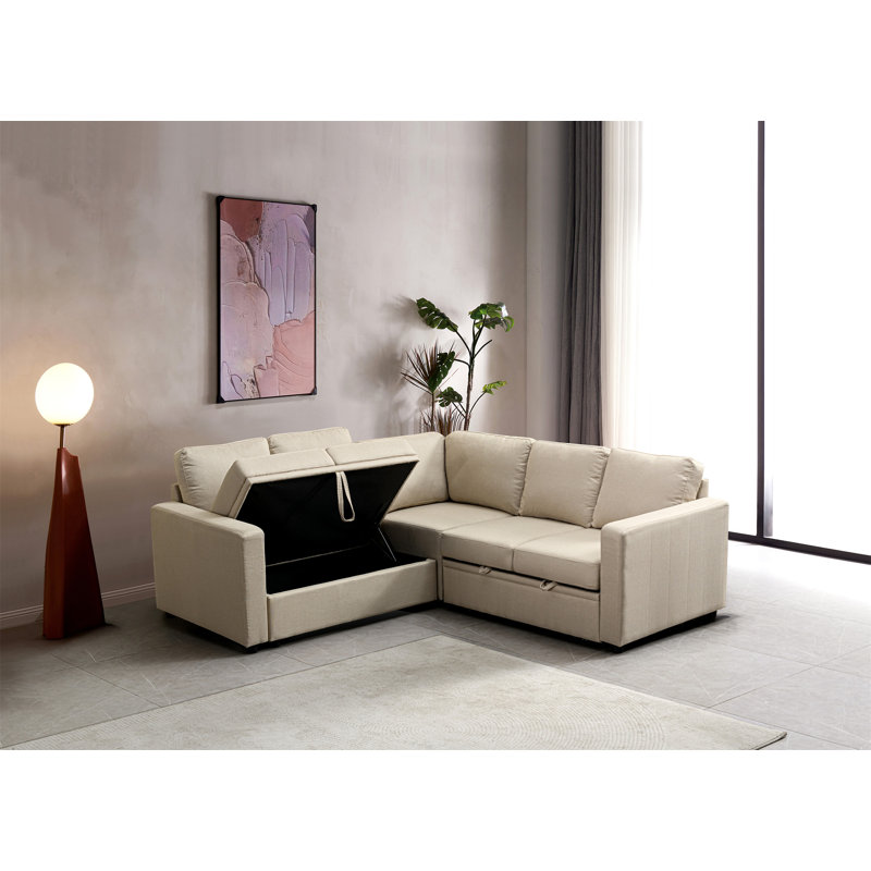 Canapé-lit modulaire, Polyester beige