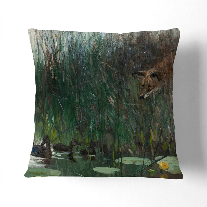 Fox Stalking Ducks Scatter Cushion, 55cm H x 55cm W x 20cm D
