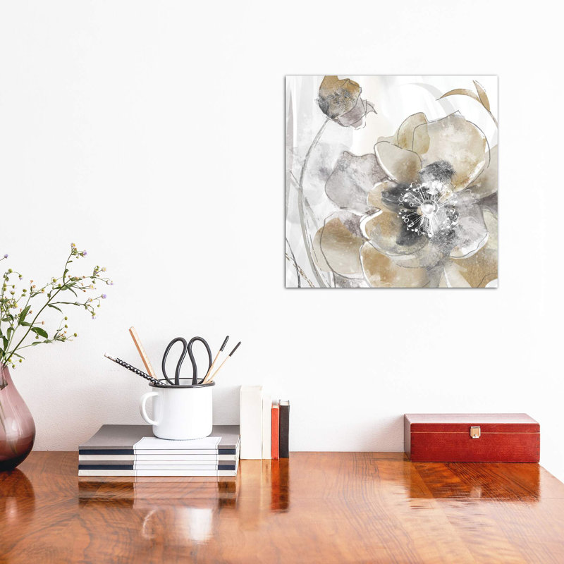 Taupe Spring Poppy I by Maria Donovan - Wrapped Canvas Painting, Wrapped Canvas, 30.48 cm H x 30.48 cm W
