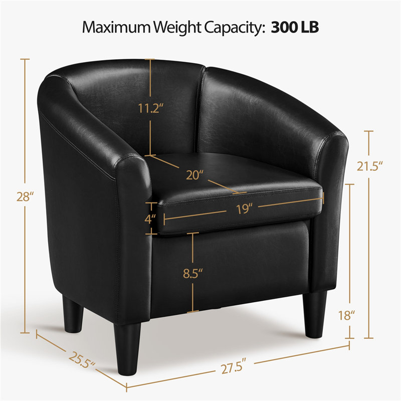 Fauteuil de 27,5 po Altoga CAL117, Similicuir noir