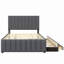Lit plateforme double tapissier avec lit gigogne simple et 3 tiroirs, tissu en lin-33694008