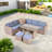 6-piece All Weather Pe Rattan Sofa Set With Adjustable Seat, Storage Box, Removable Covers And Tempered Glass Top Table