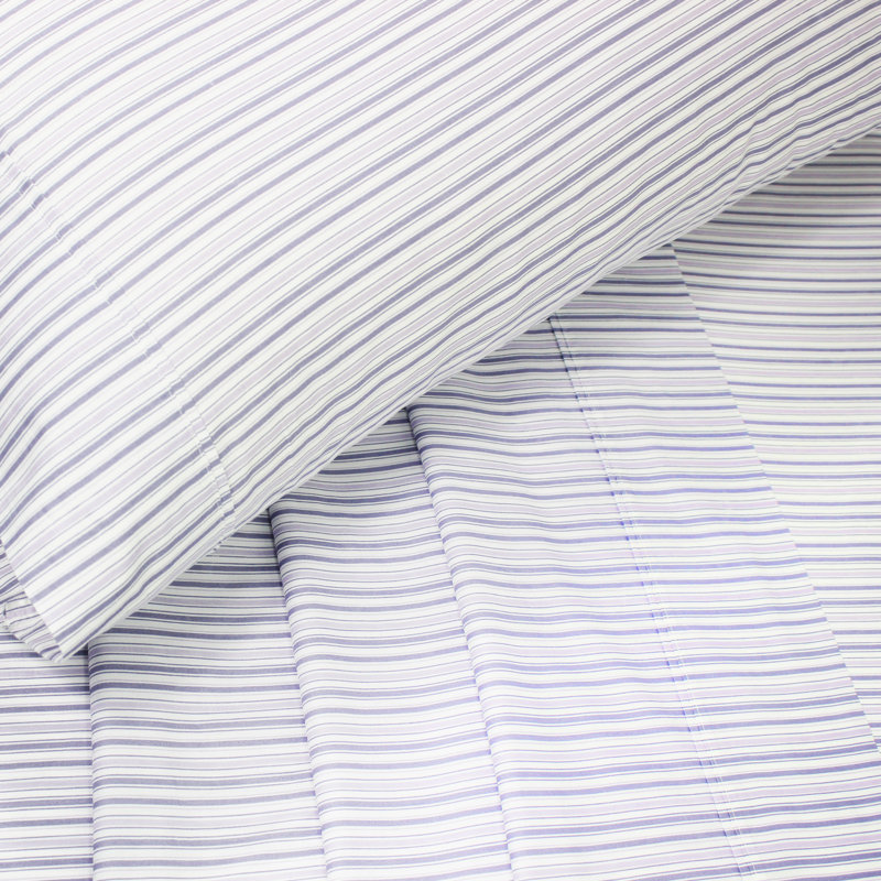 Ensemble de draps en percale 100% coton 200 fils Beford Lane, Ensemble de draps pour lit double + un drap-housse, Mauve