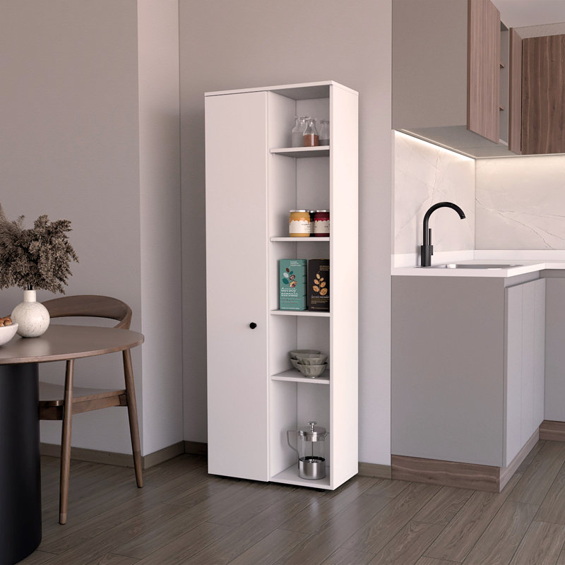  1-Door Multistorage Kitchen Pantry, White