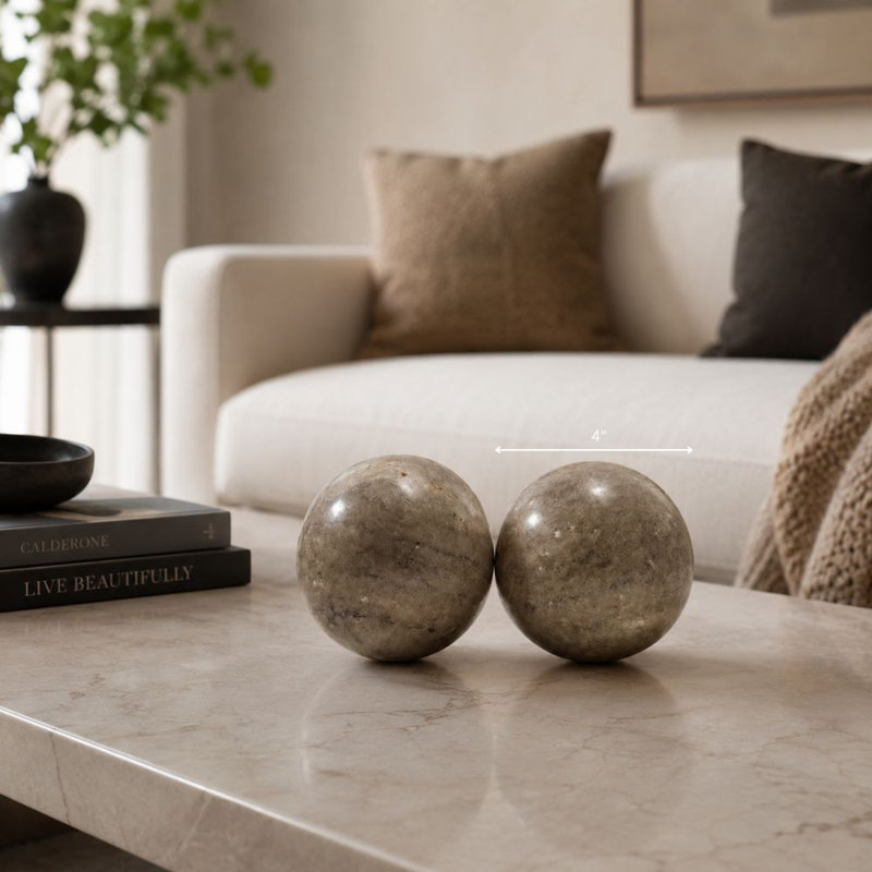 Bola Marmol Sphère en marbre beige 4 po - Paquet de 2