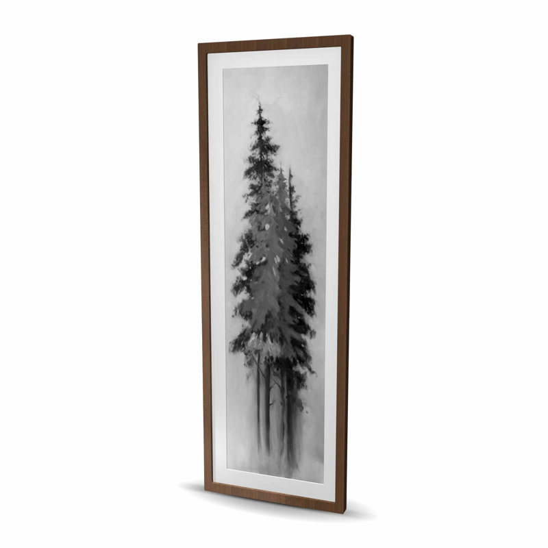 Silhouette d'arbres noirs et gris - reproduction encadrée