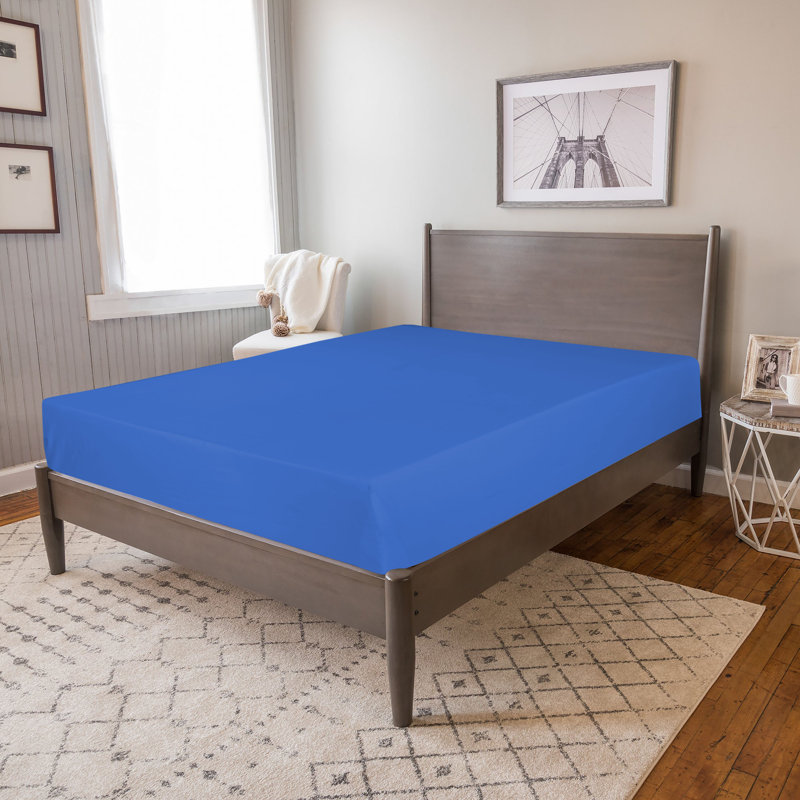 Weisser Percale Fitted Sheet, Super King (6'), Mid Blue