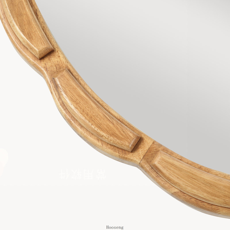 Miroir mural rond en bois massif de 80 cm (31,5 po), miroir décoratif rustique de style ferme pour salle de bain, salon, entrée