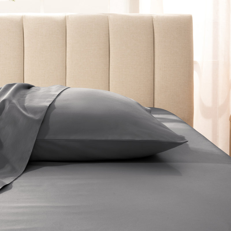 400 Thread Count  Cotton Sateen Pillowcase Set, 2 King Pillowcases, Gray