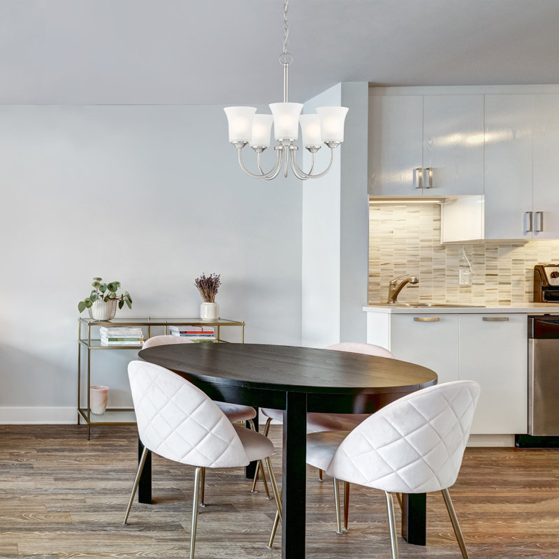 Jhurilal 5 - Light Dimmable Classic / Traditional Chandelier, Brushed Nickel