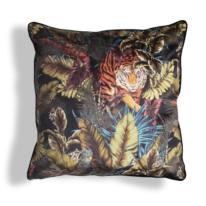 Fleta Animal Print Square Cushion Cover, Black/Beige/Orange
