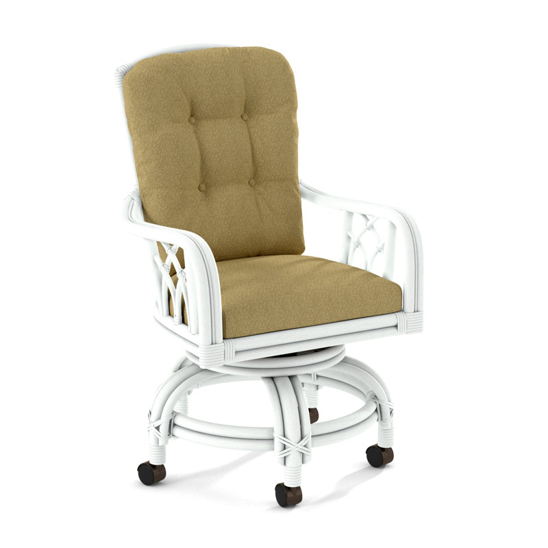 Edgewater Castered Arm Chair, Frost White, White Performance Fabric; 0851-94