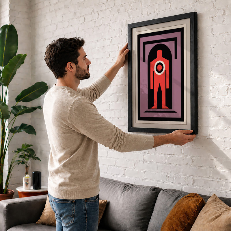 Figure In Geometric Frame Minimalist - Print, Unframed, A3 - 42.0 x 29.7 cm