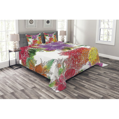East Urban Home Floral Bedspread with Pillow Shams