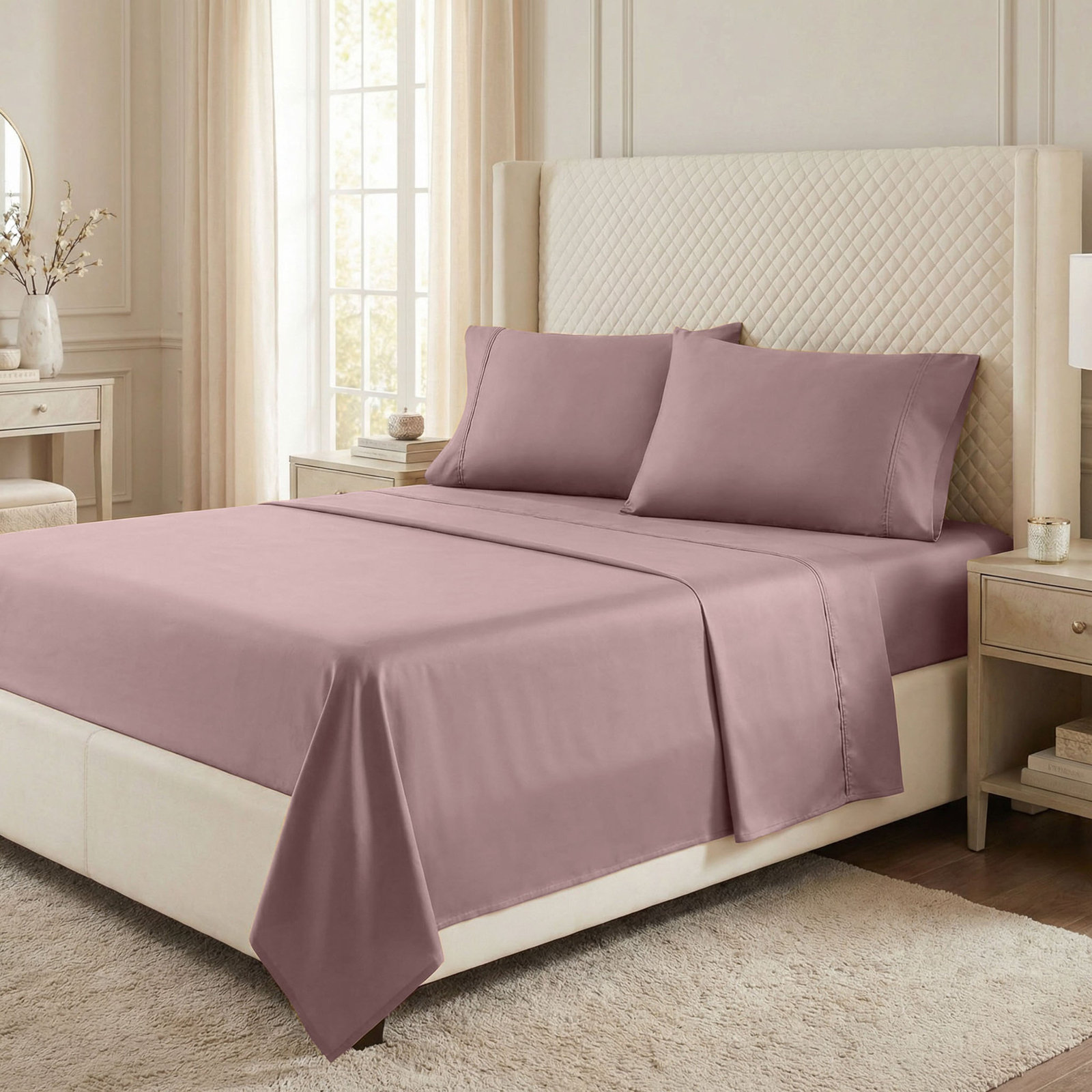 Edmont Cotton Sheet Set, Queen, Lavender
