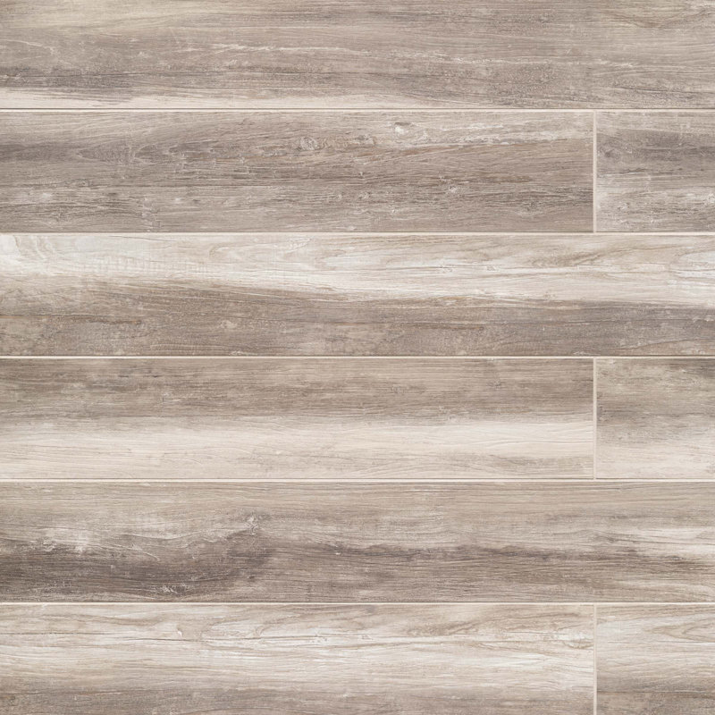 Shine 8" x 48" Porcelain Wood Look Wall & Floor Tile, Ivory