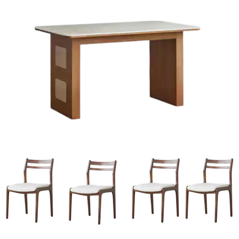 Ensemble de table de salle à manger en pierre frittée de style médiéval, H 29,92 po x L 62,99 po x l 31,5 po