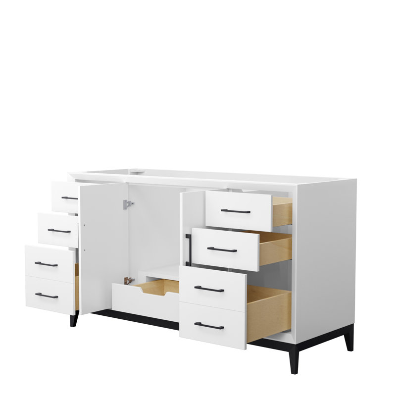 59.75'' W Single Bathroom Vanity Base, White/Matte Black